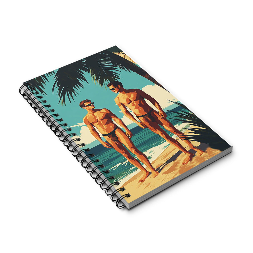 Vintage Beach Guys Spiral Journal — Retro Summer Notebook for Men