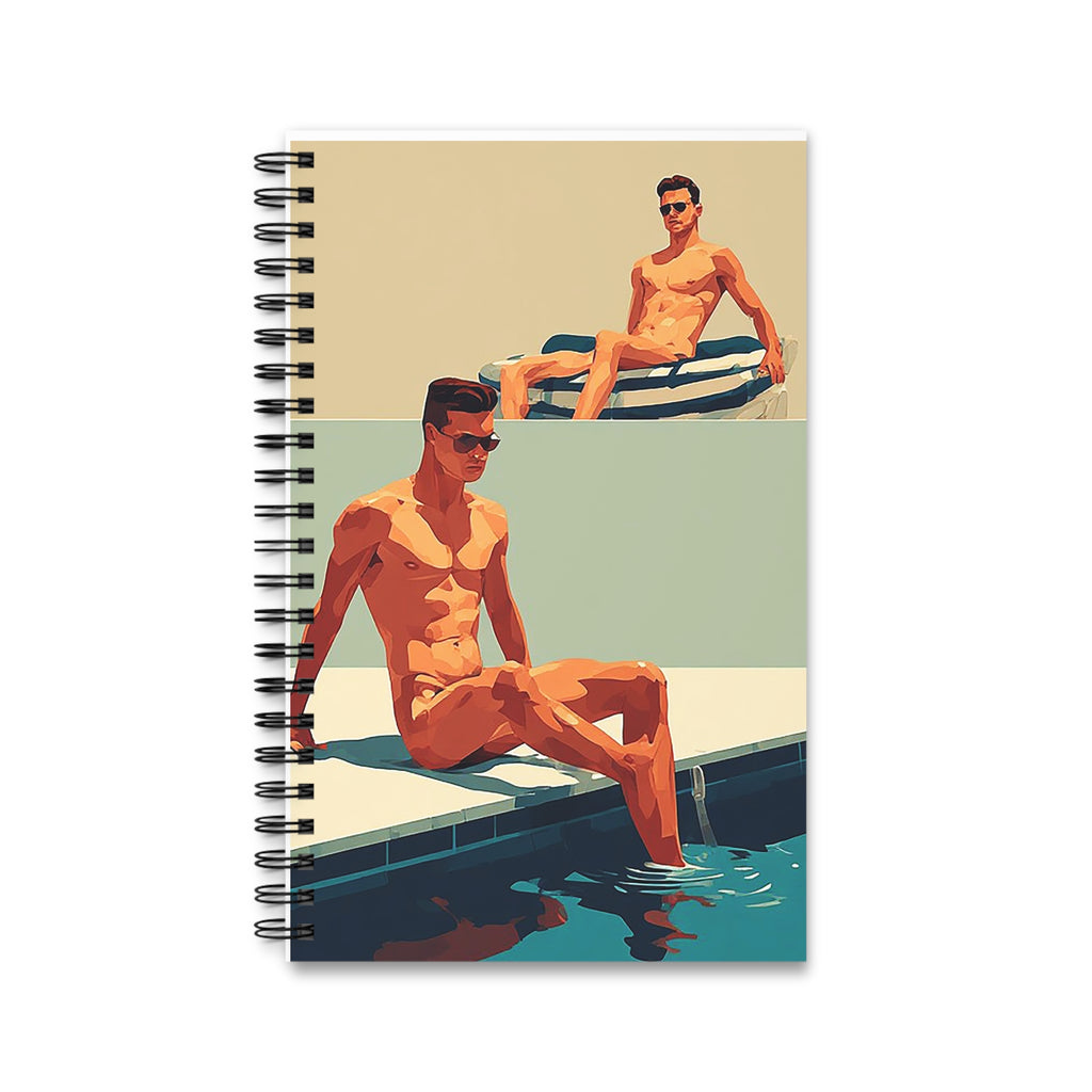 Retro Poolside Spiral Journal — Vintage Sunbather Notebook