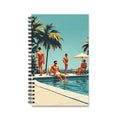 Retro Poolside Journal — Vintage Summer Palm Trees Spiral Notebook
