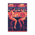 Canvas Print — Nude Men at Bar Illustration, Romantic Gay Art Decor