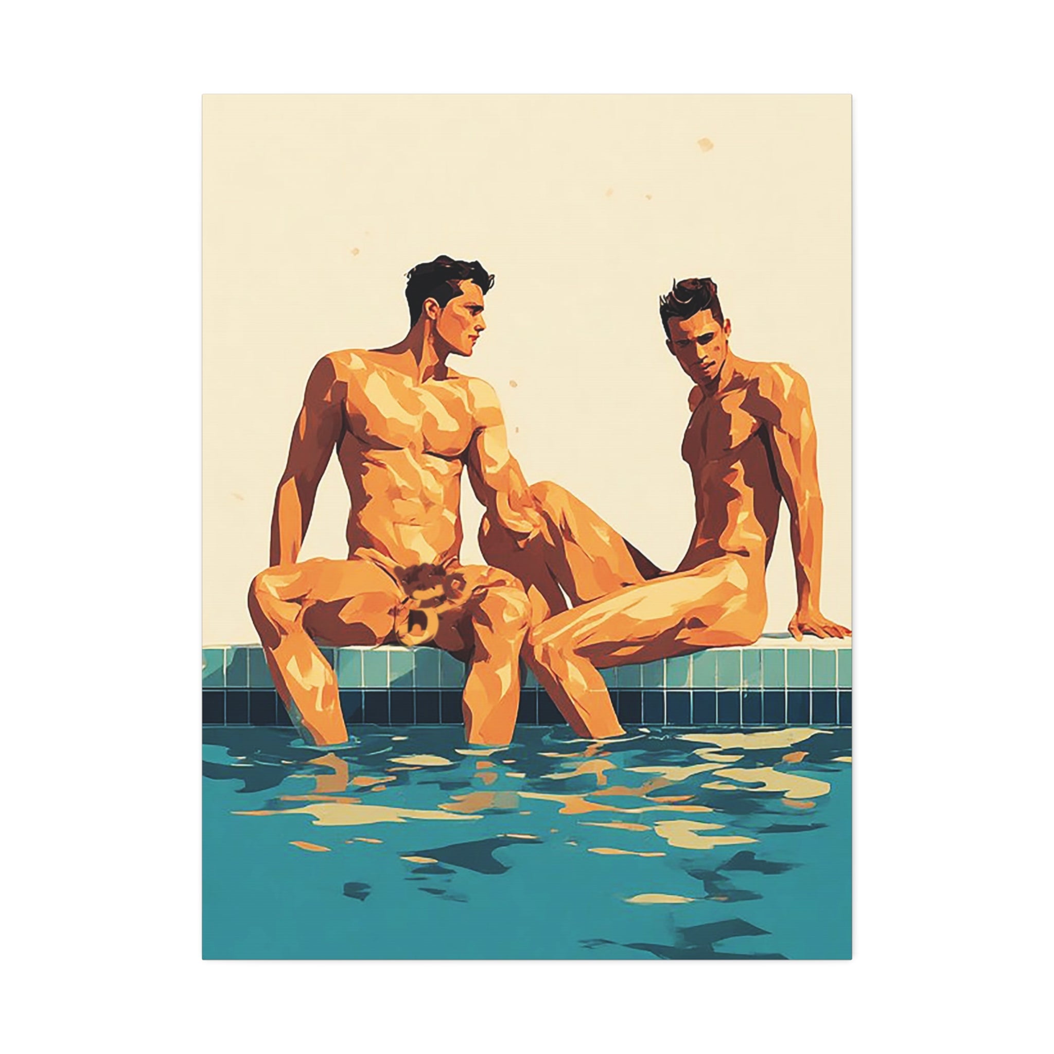 Poolside Male Figure Art Canvas — Stretched 1.5"