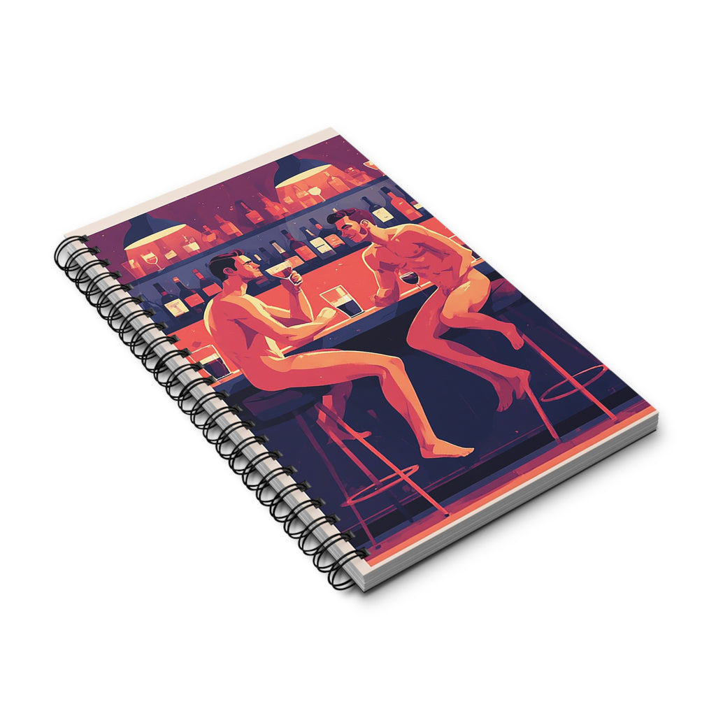 Naked Night Out Spiral Journal — Gay Bar Illustration Notebook
