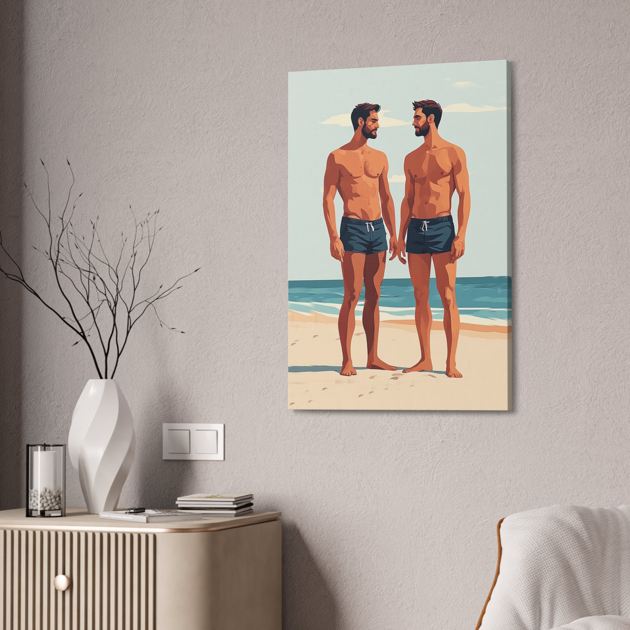 Beachside Couple Art Canvas — Stretched 1.5"