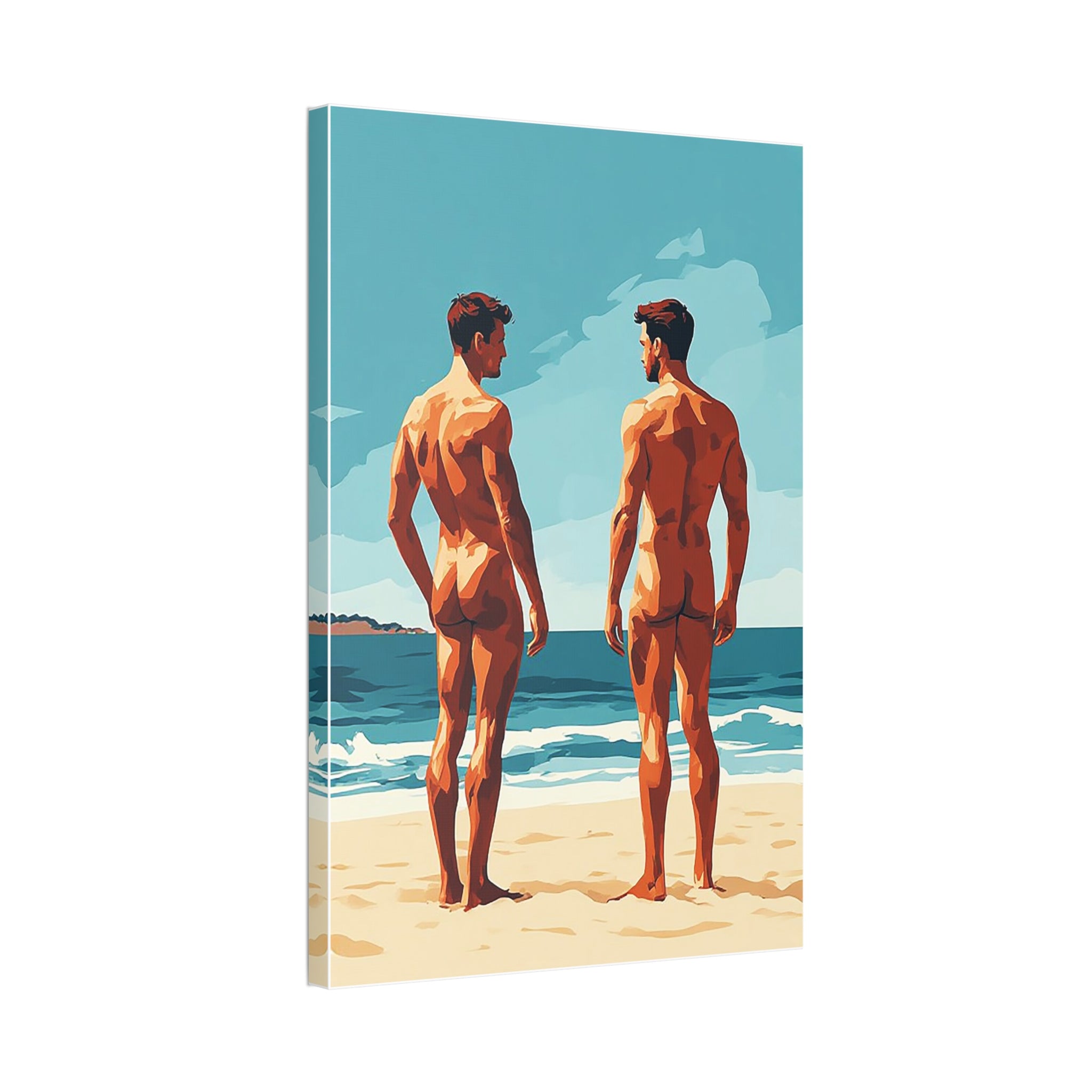 Canvas Print – 'Beach Gaze' Two Men Summer Art (Stretched Canvas 1.5")