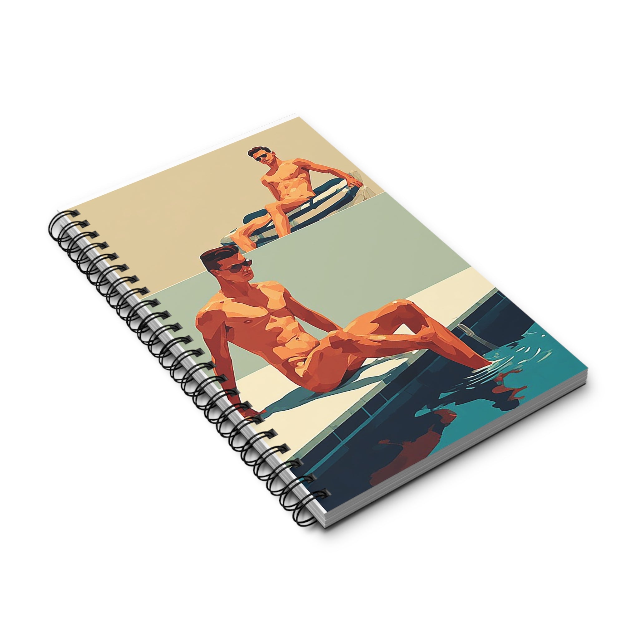 Retro Poolside Spiral Journal — Vintage Sunbather Notebook
