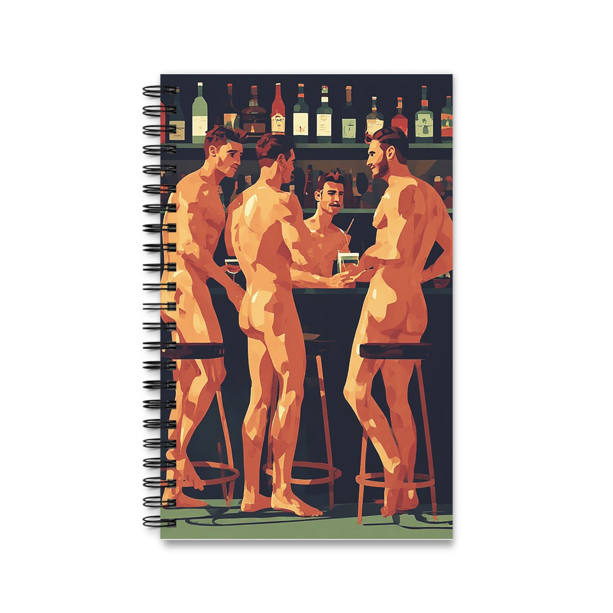 Naked Gents Bar Scene Spiral Journal – Gay Pride Notebook