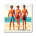 Beach Bros Magnet — Retro Summer Shirtless Guys Refrigerator Magnet