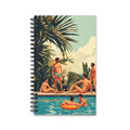 Poolside Vintage Swim Journal — Retro Beach Scene Spiral Notebook