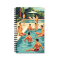 Poolside Retro Spiral Journal — Vintage Men at Pool Cover, Travel & Summer Notebook