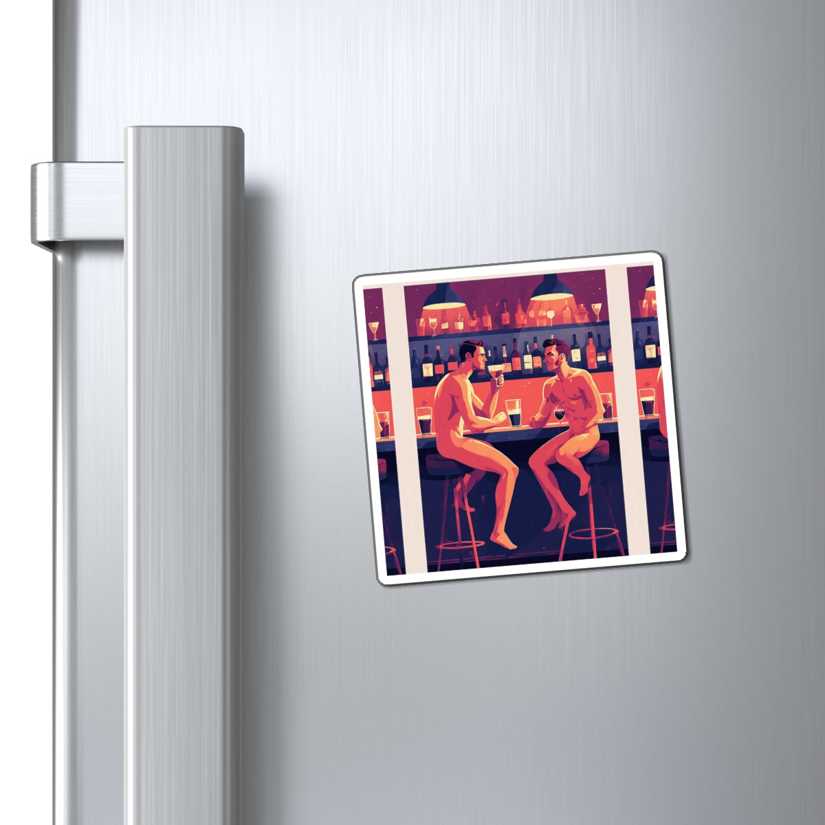 Naked Bar Buddies Magnet — Colorful Retro Gay Pride Refrigerator Magnet