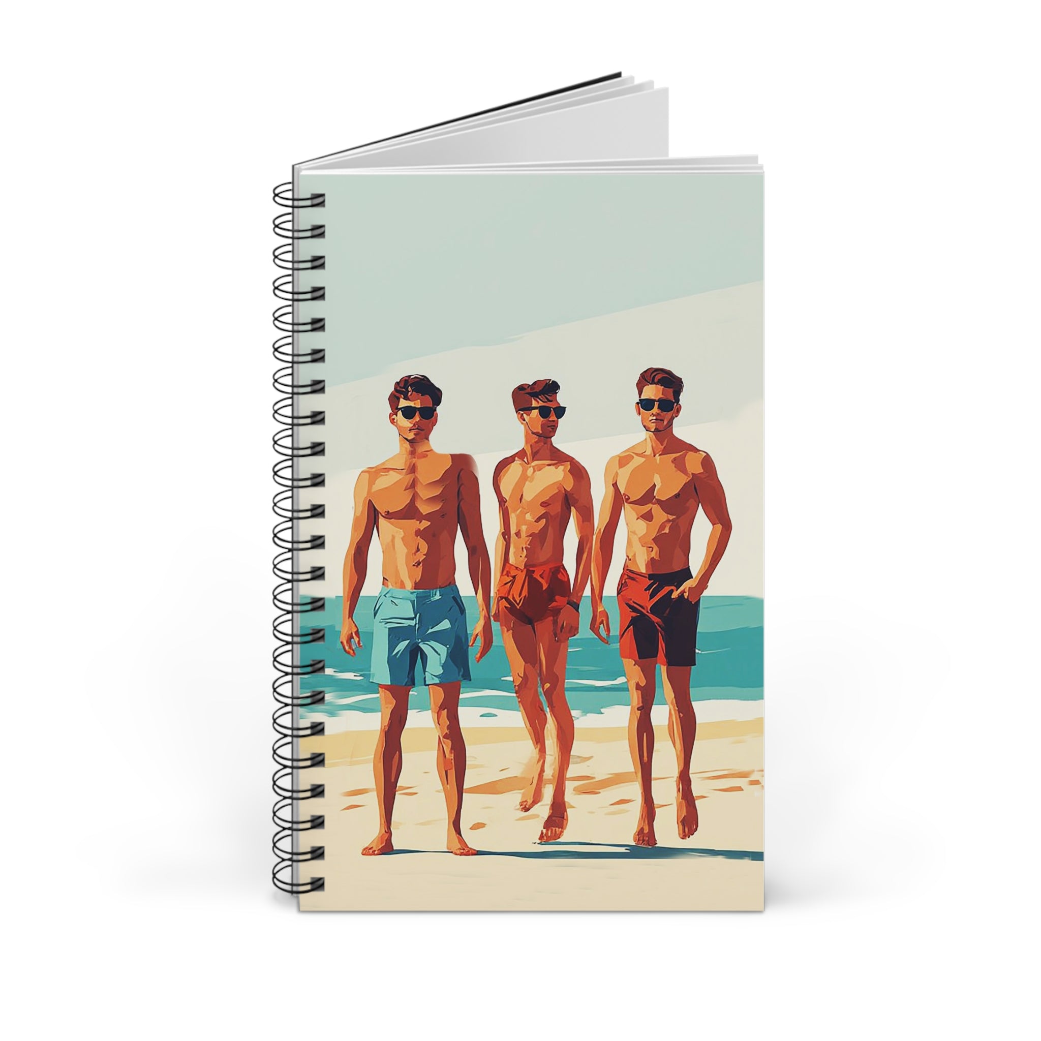 Beach Guys Spiral Journal — Vintage Surfing Notebook for Summer Memories