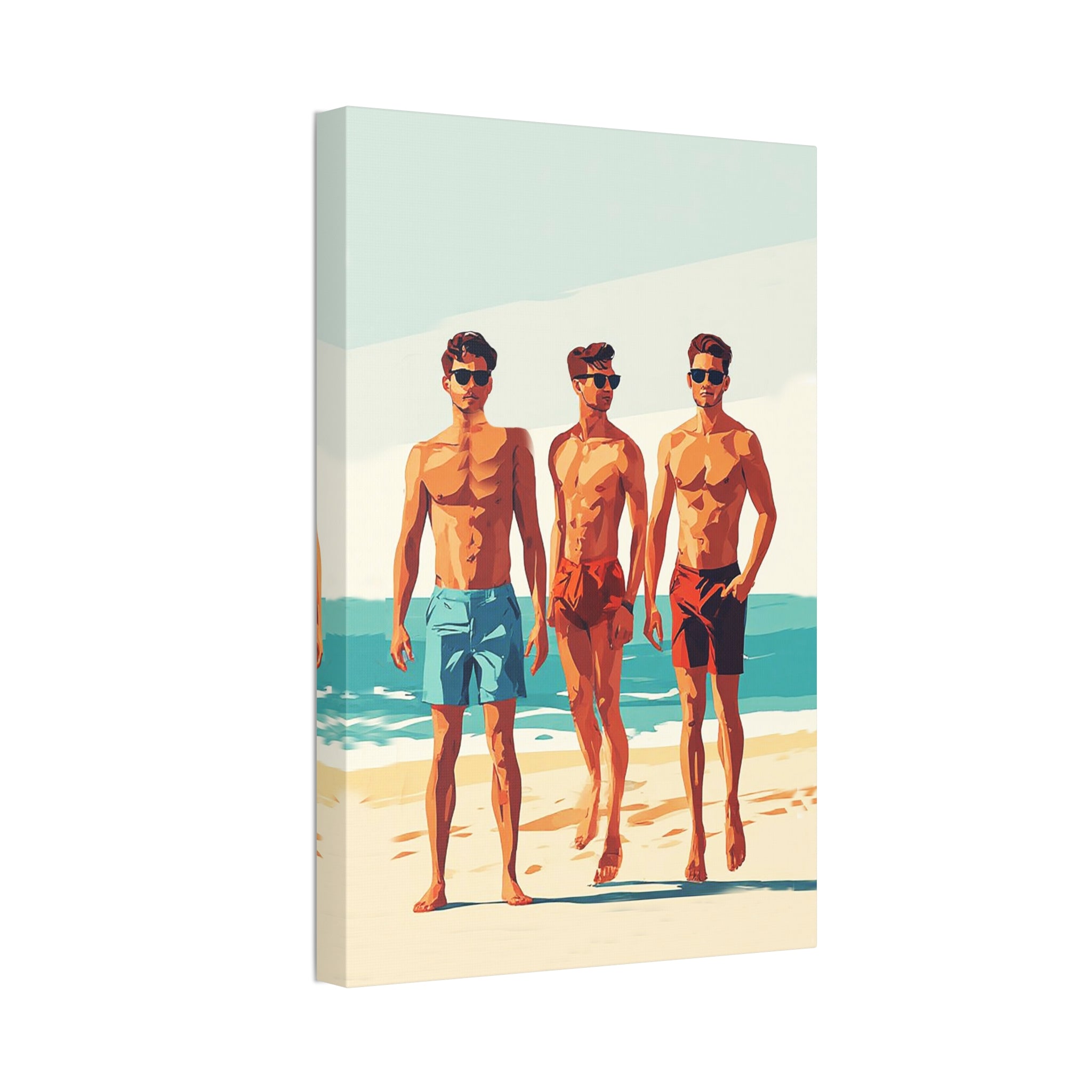 Boys at Beach Canvas Print – Vintage Summer Surf Art
