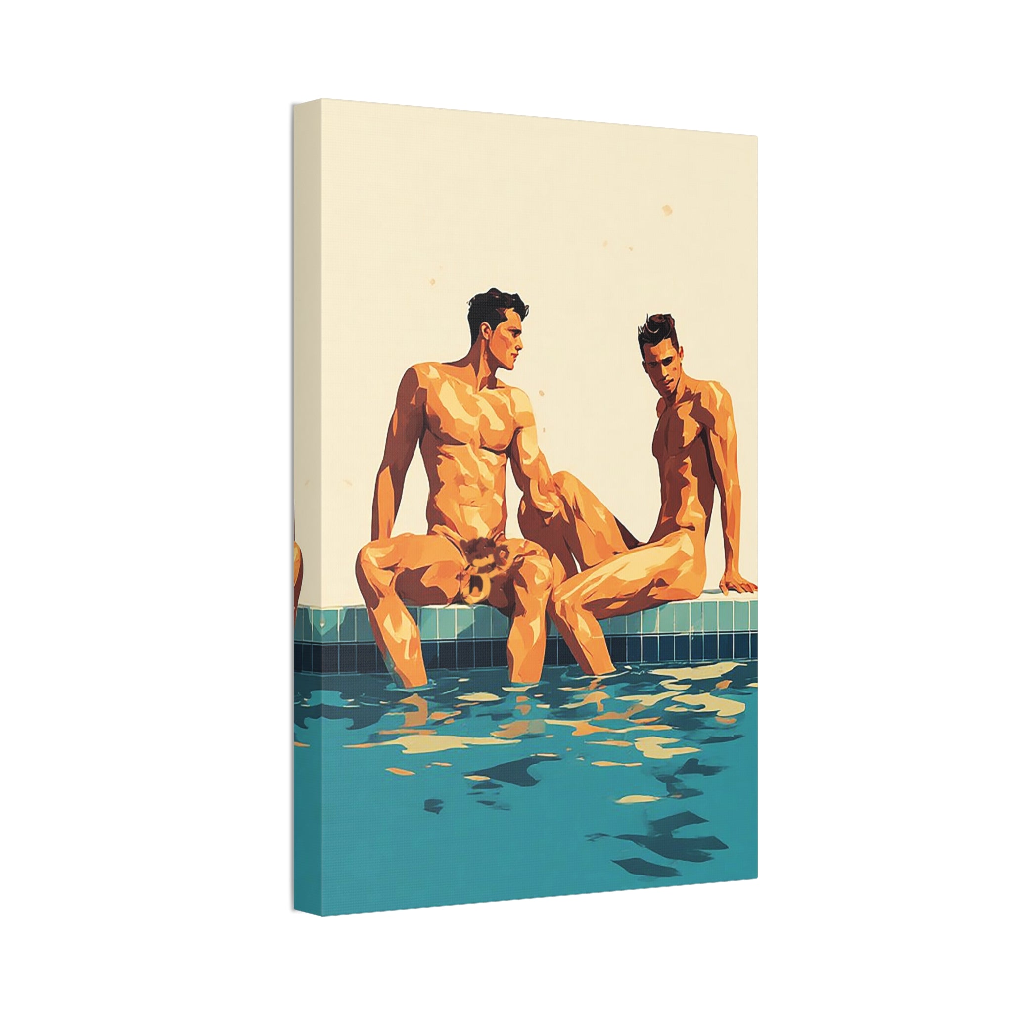 Poolside Male Figure Art Canvas — Stretched 1.5"