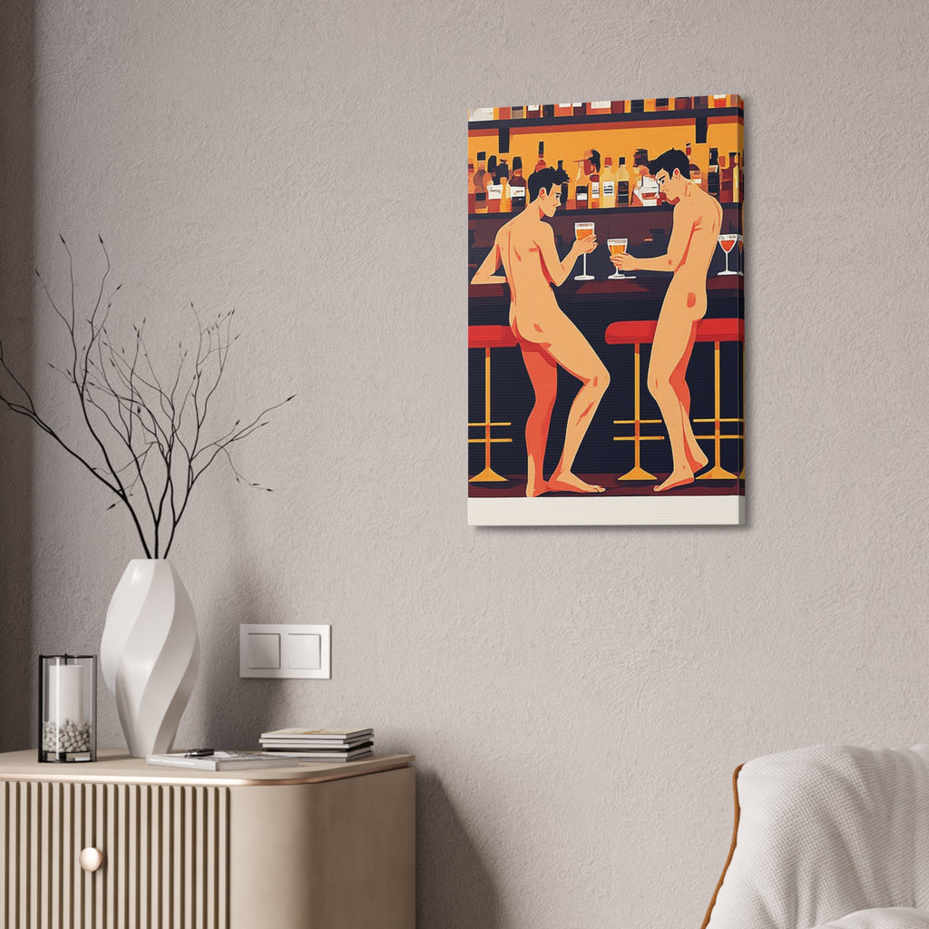 Naked Men at the Bar Canvas Stretched Art Print