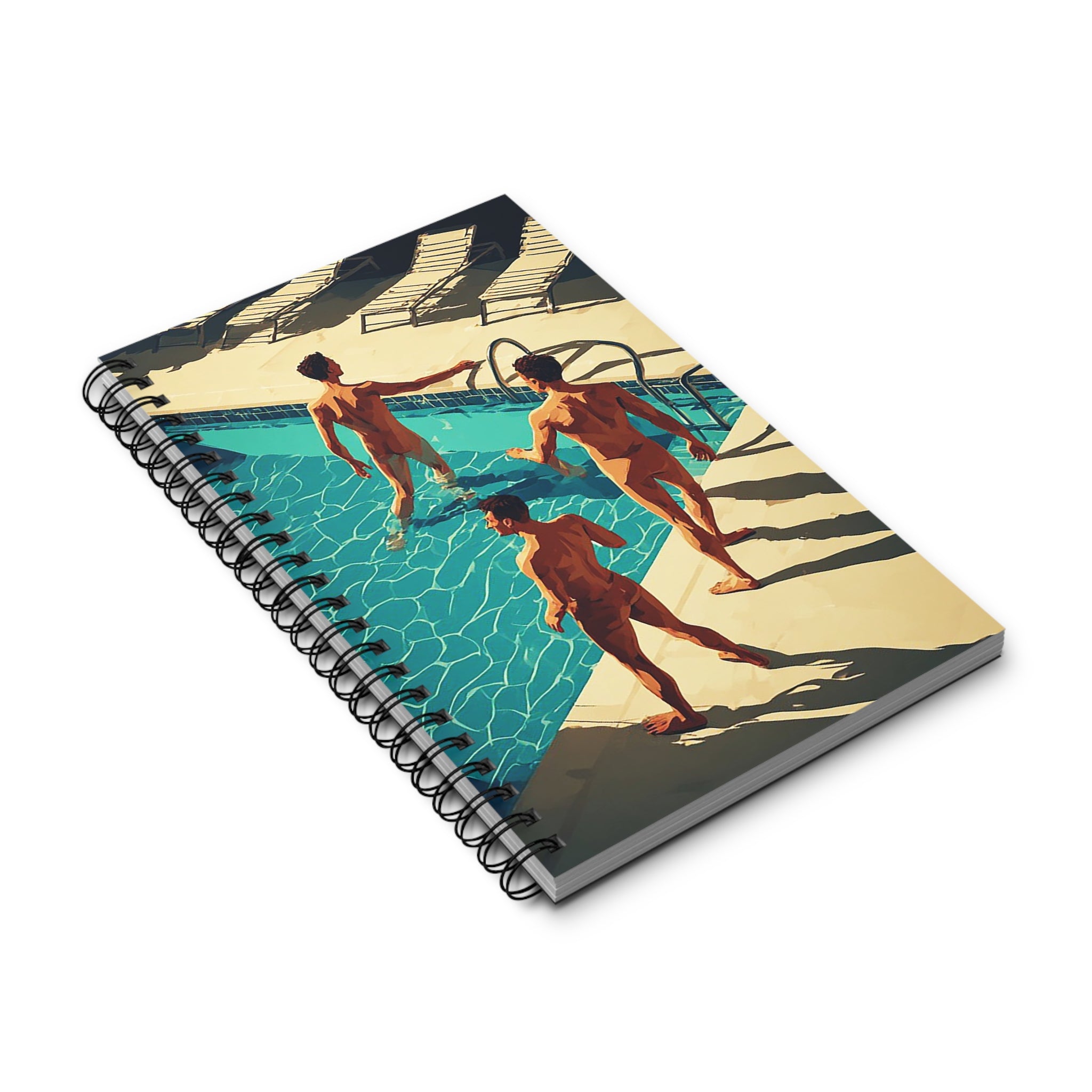 Retro Poolside Spiral Journal — Vintage Swim Illustration Notebook