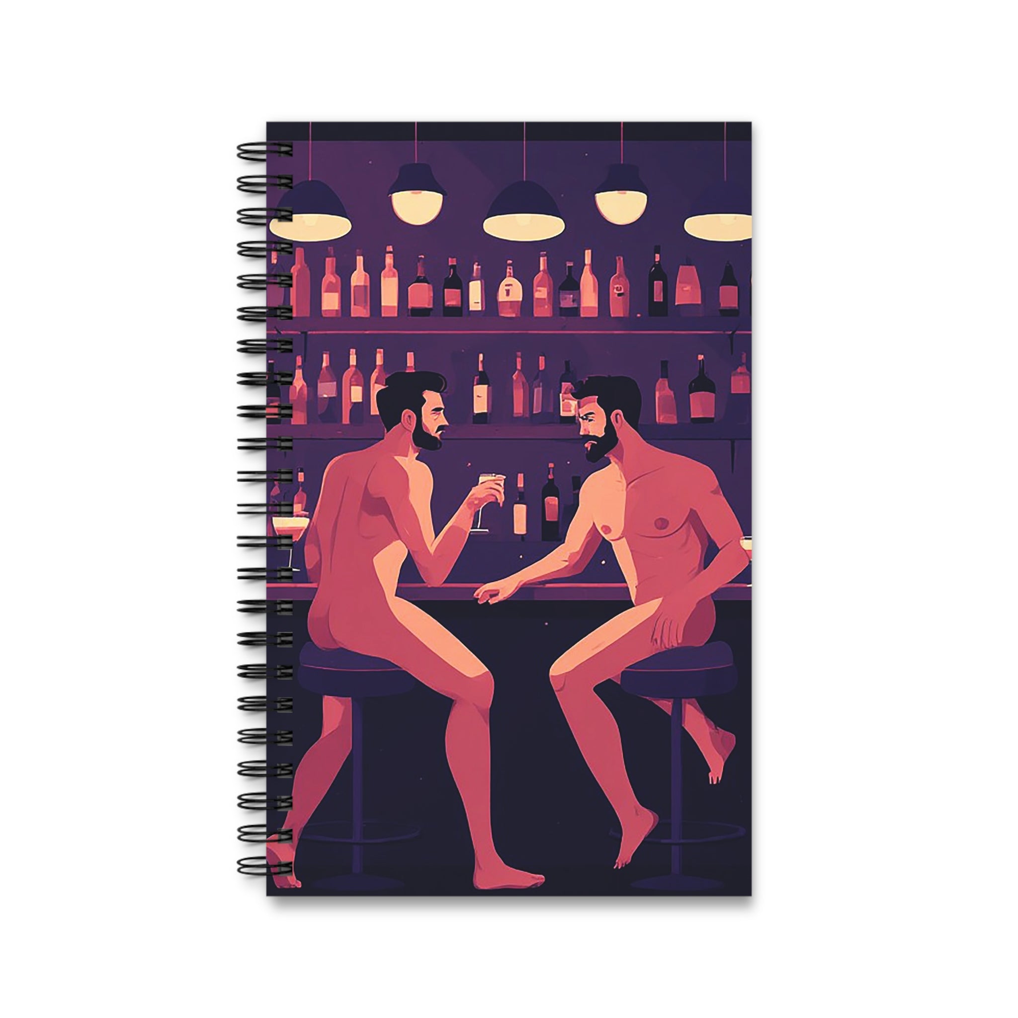 Spiral Journal — Intimate Nights Gay Bar Illustration Notebook