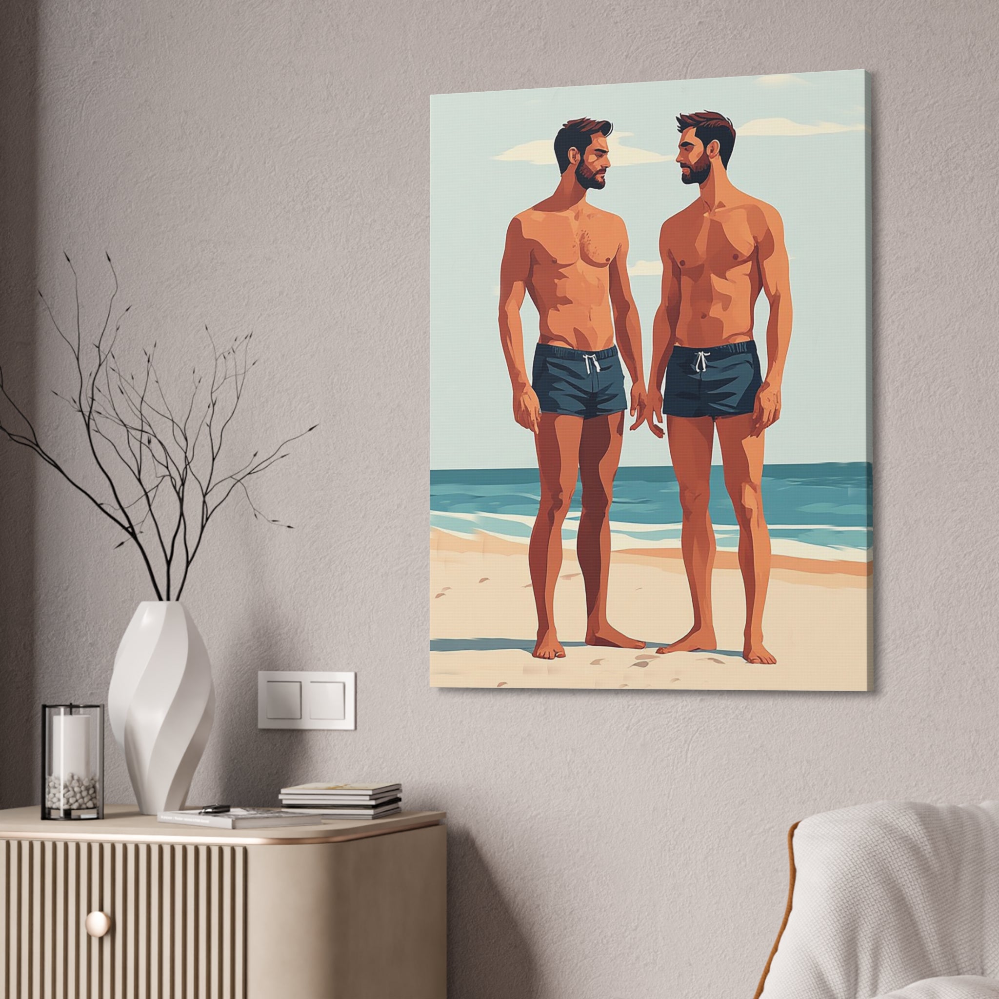 Beachside Couple Art Canvas — Stretched 1.5"