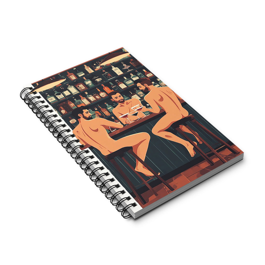 Naked Night Out Spiral Journal — Retro Bar Scene Notebook