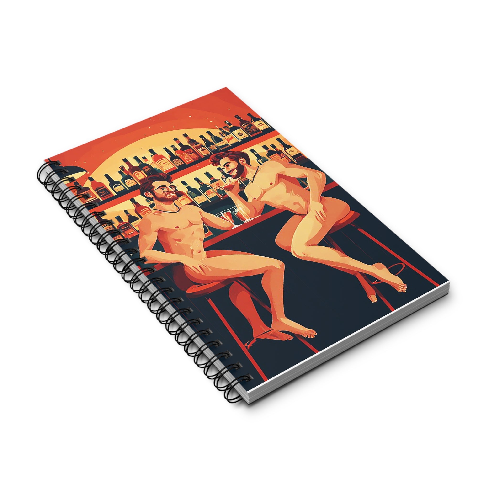 Naked Bar Buddies Spiral Journal — Gay Pride Cocktail Notepad