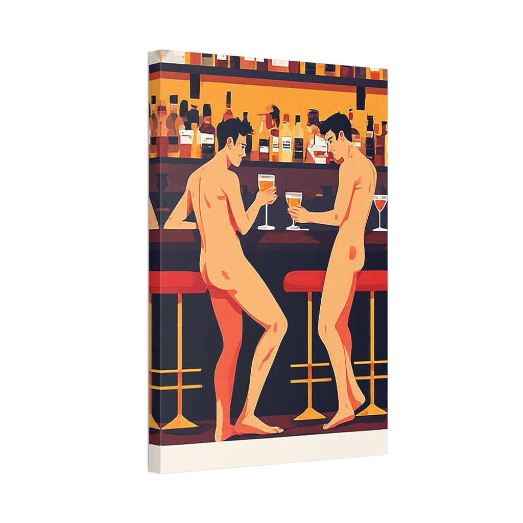 Naked Men at the Bar Canvas Stretched Art Print