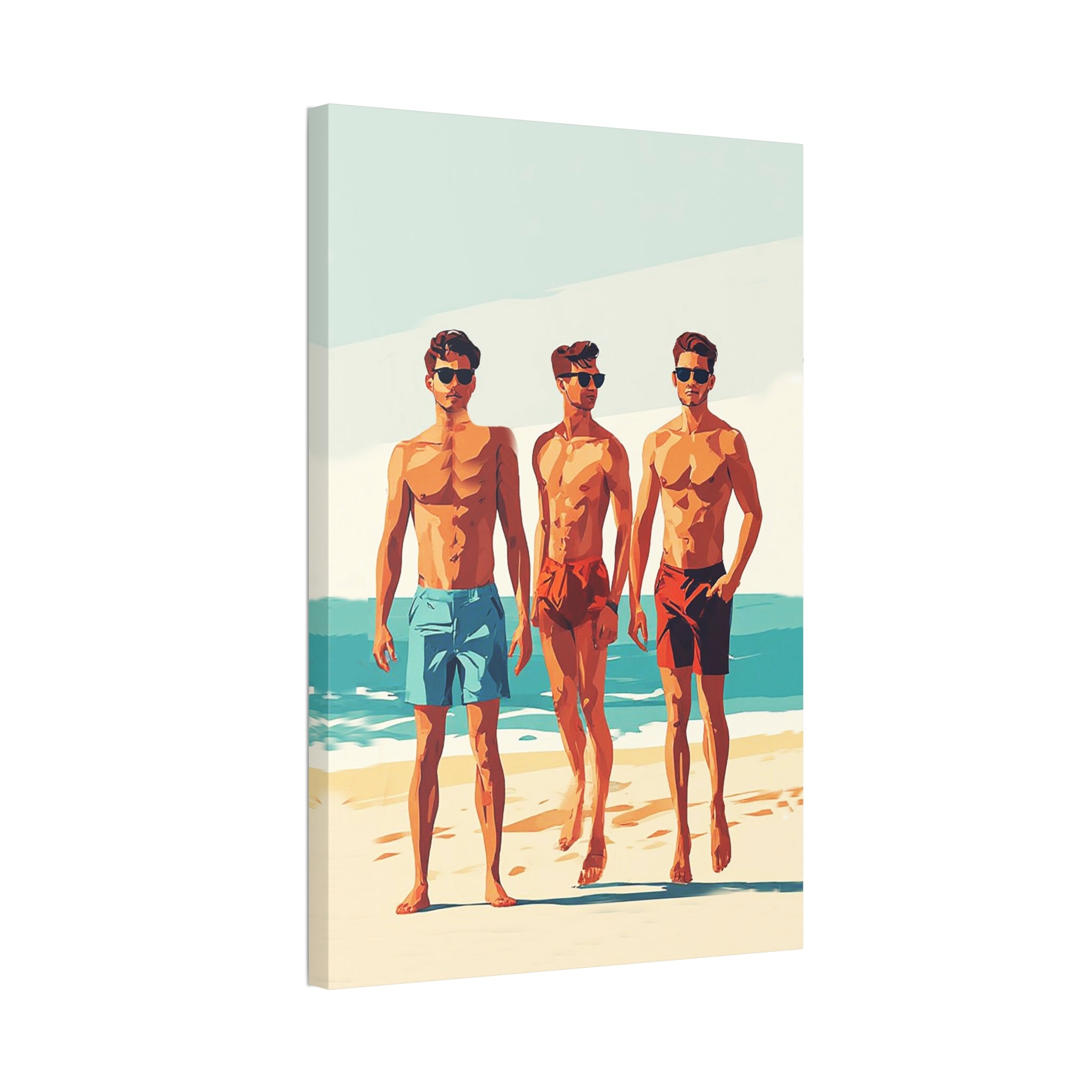 Boys at Beach Canvas Print – Vintage Summer Surf Art