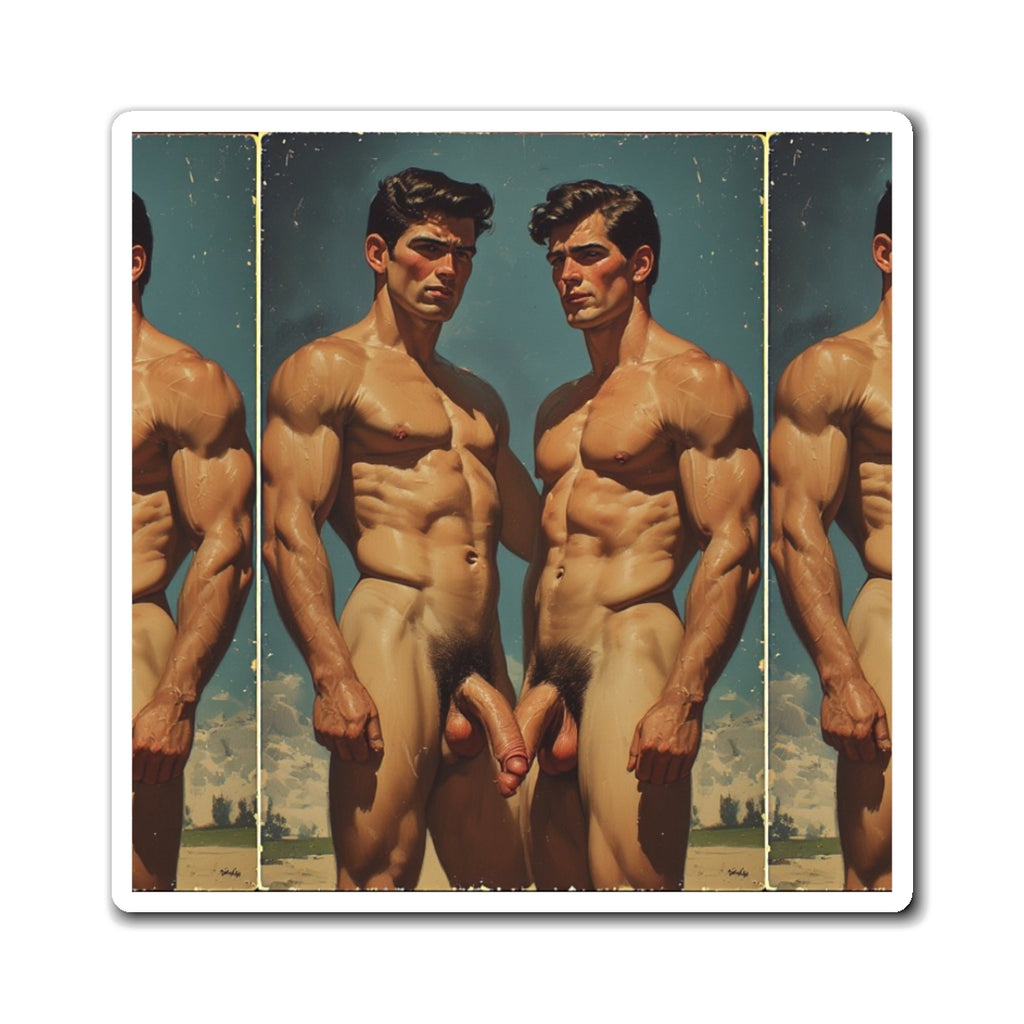 Ronny and Jeff - Twin Vintage Male Nude Art Magnet