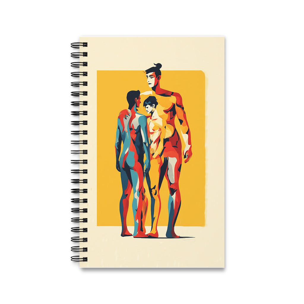 Artistic Trio Spiral Journal — Colorful Figurative Illustration Notebook