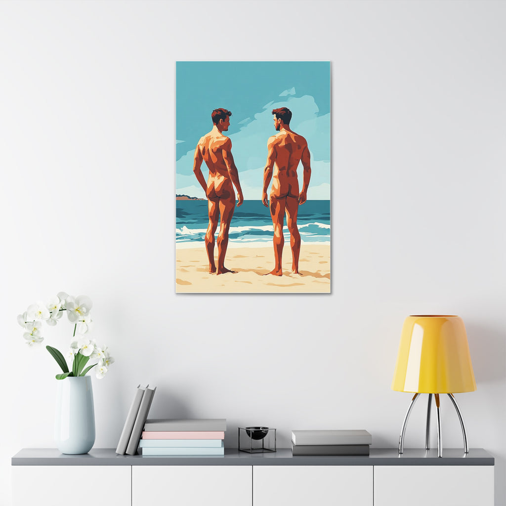 Canvas Print – 'Beach Gaze' Two Men Summer Art (Stretched Canvas 1.5")