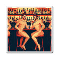 Gay Bar Art Magnet — Playful Retro Nude Bartender Illustration Refrigerator Sticker