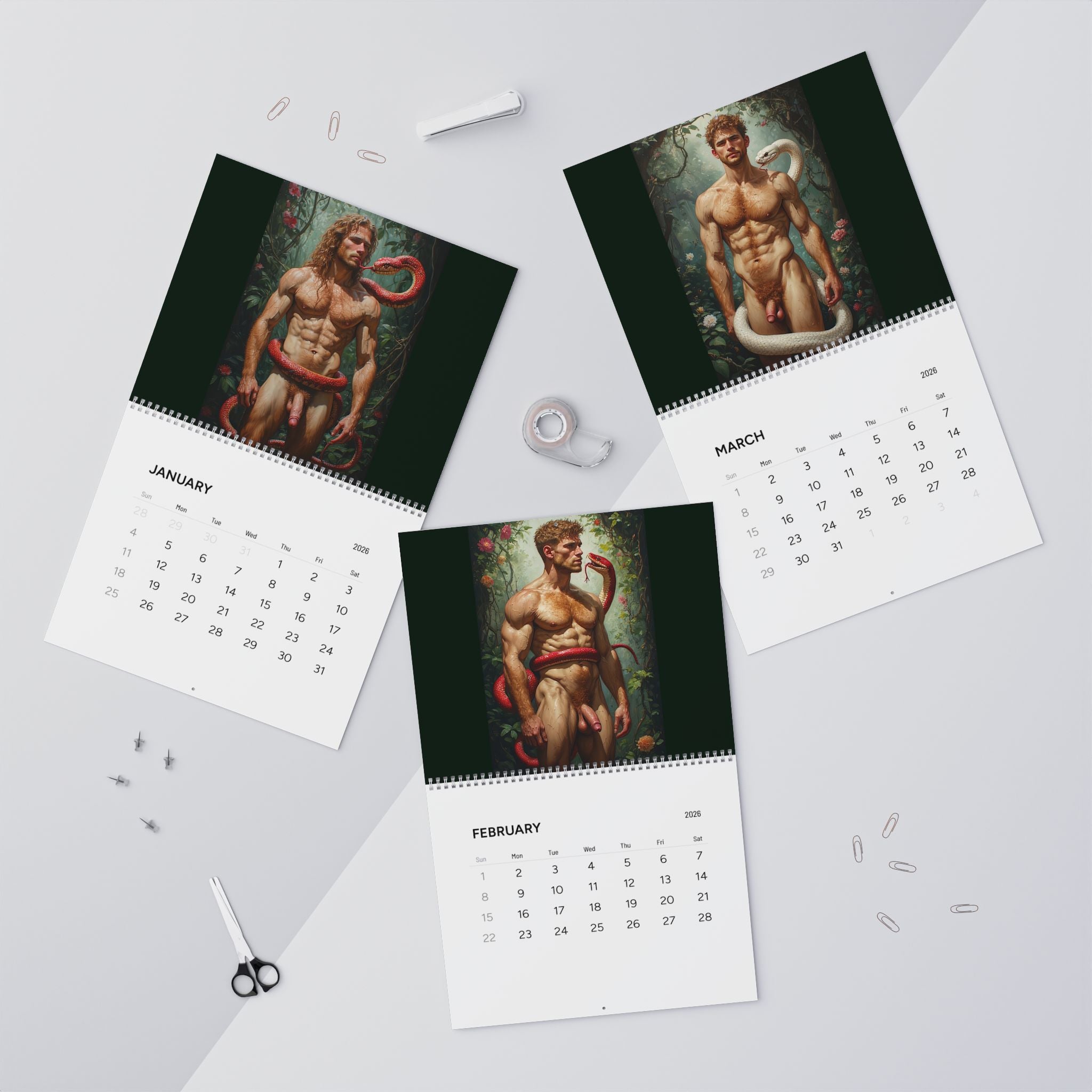Wall Calendar 2026 — Mythic Male Figure Art Calendar