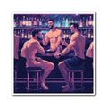 Bar Night Muscle Men Magnet — LGBTQ+ Gay Pride Fridge Magnet, Shirtless Guys at the Bar Art