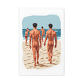 Canvas Wall Art – Beach Scene of Men Walking on Shore (Stretched Canvas)