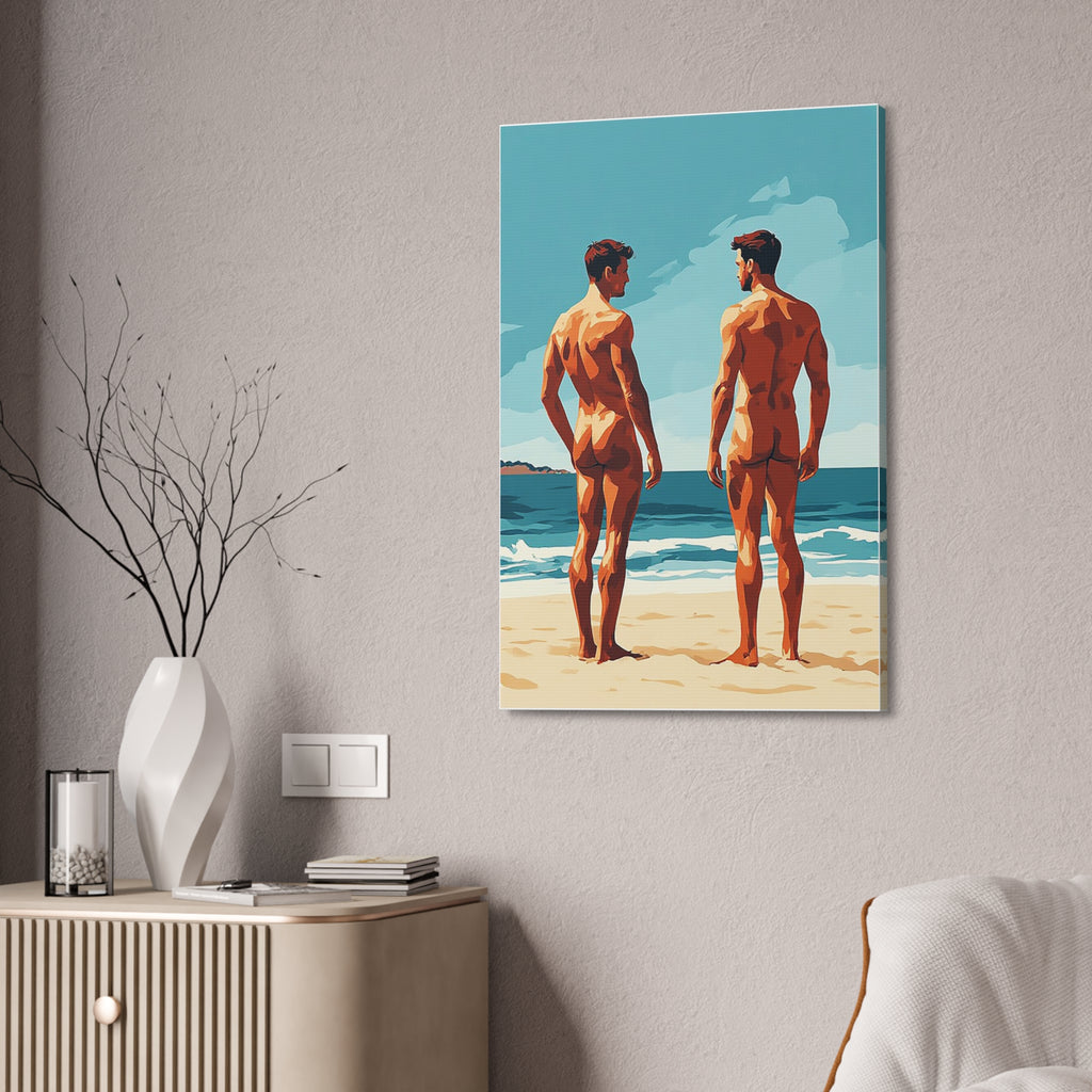 Canvas Print – 'Beach Gaze' Two Men Summer Art (Stretched Canvas 1.5")