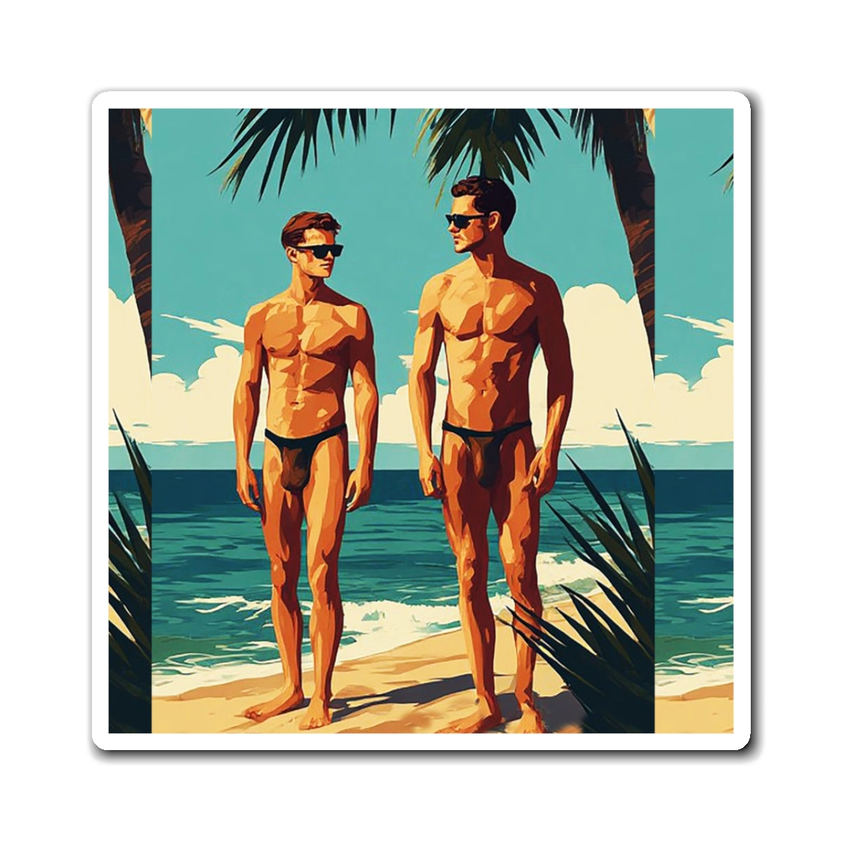 Beach Bros Magnetic Sticker — Retro Sunlit Lifeguard Magnet