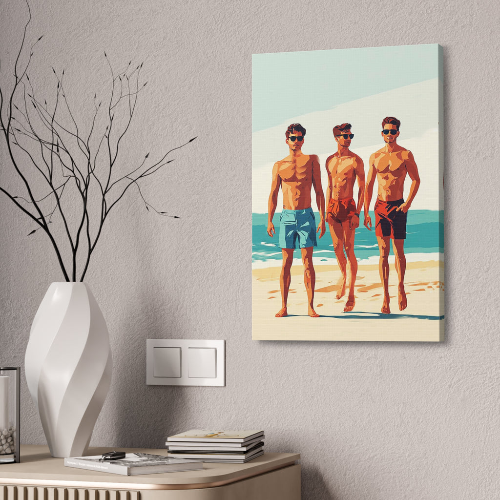 Boys at Beach Canvas Print – Vintage Summer Surf Art