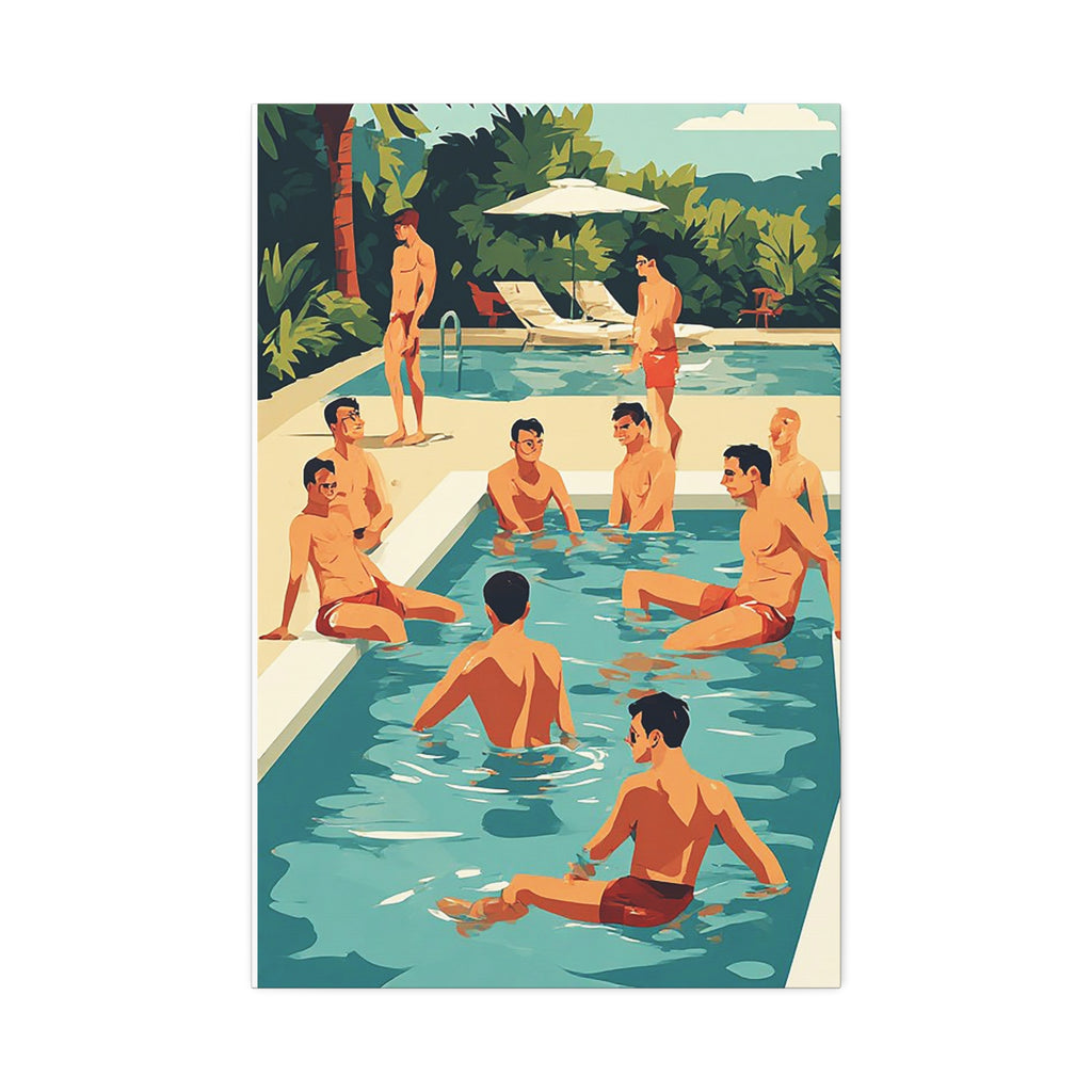 Canvas Print - Retro Men’s Pool Party Artwork (Stretched 1.5")