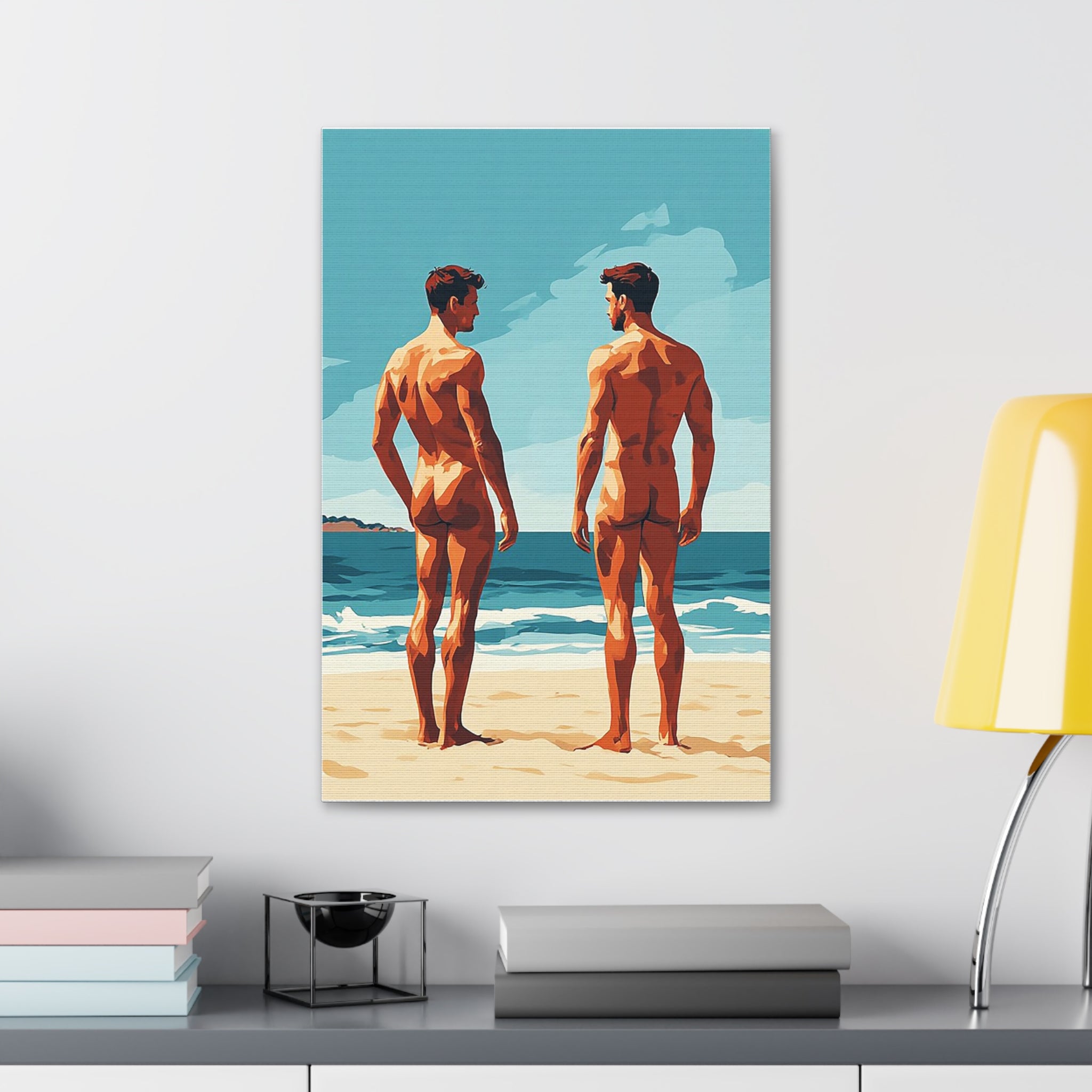 Canvas Print – 'Beach Gaze' Two Men Summer Art (Stretched Canvas 1.5")