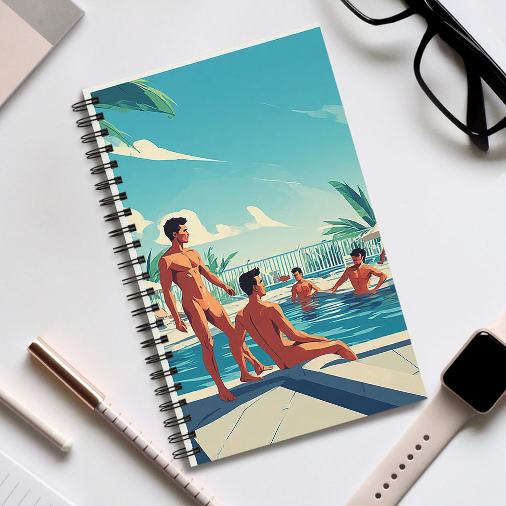 Spiral Journal — Retro Poolside Illustration Notebook