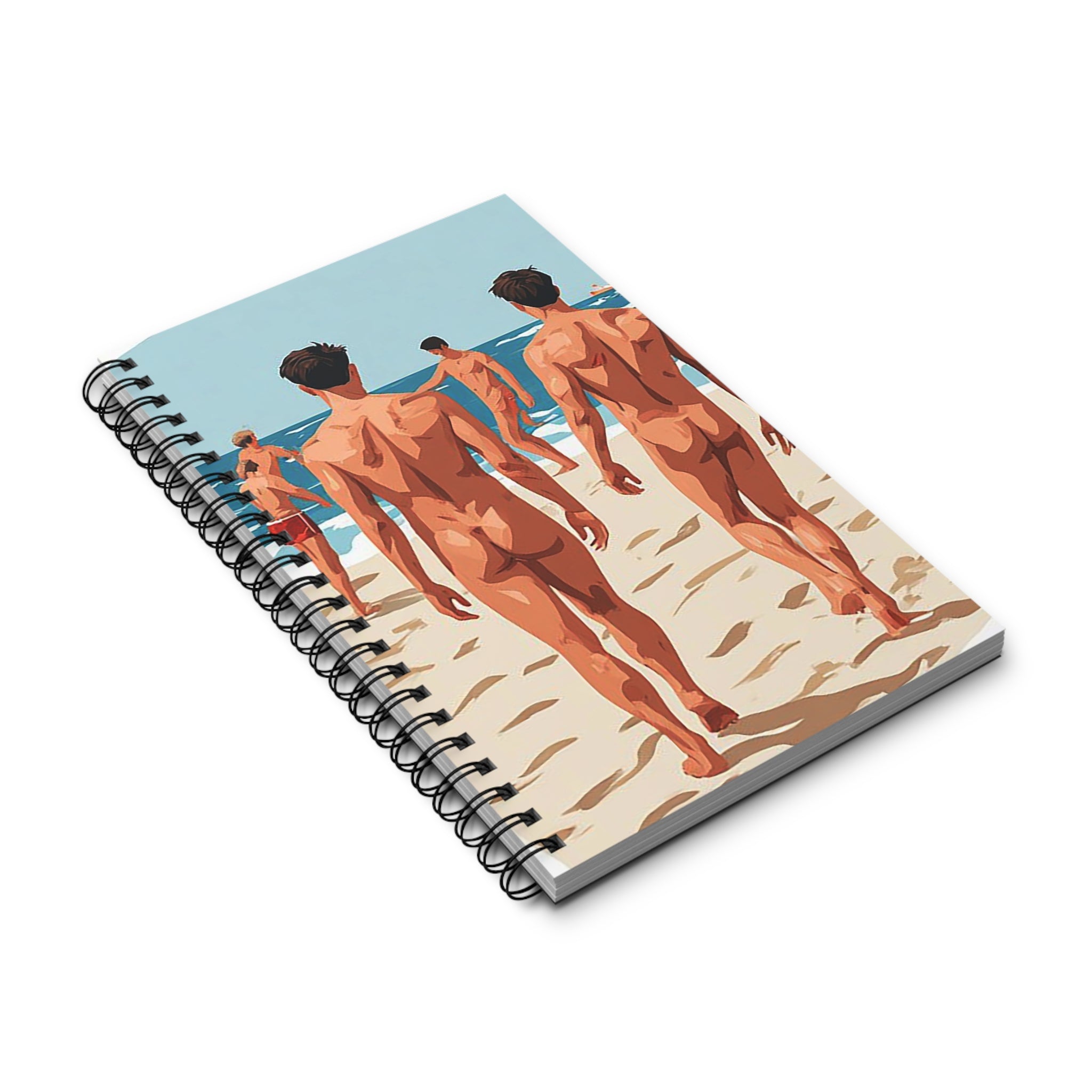 Beach Day Spiral Journal — Retro Bareback Men Illustration Notebook