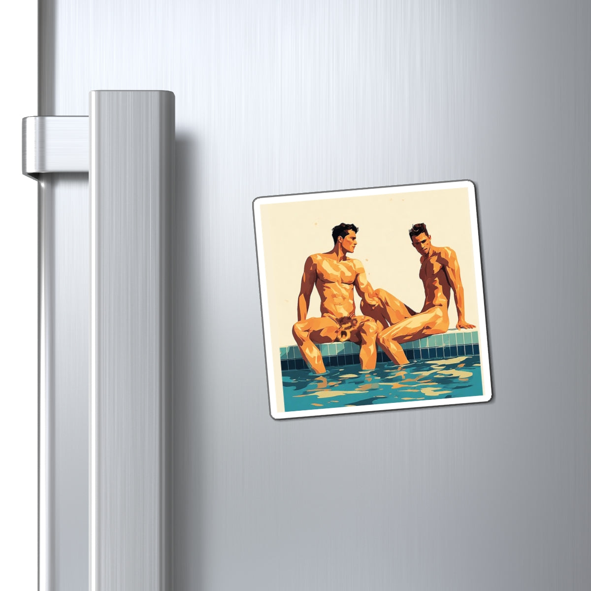 Poolside Boys Magnet — Retro Male Figure Art Fridge Magnet