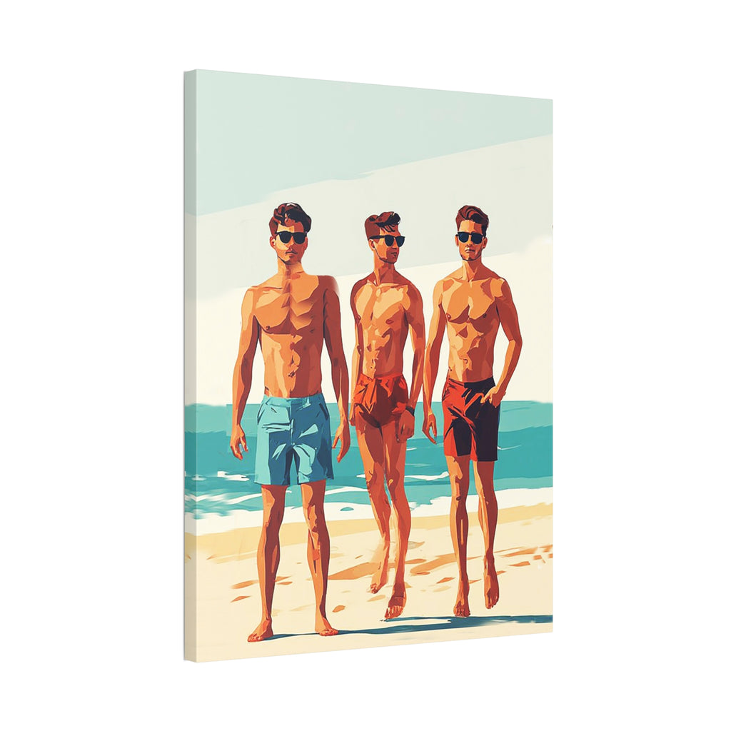 Boys at Beach Canvas Print – Vintage Summer Surf Art