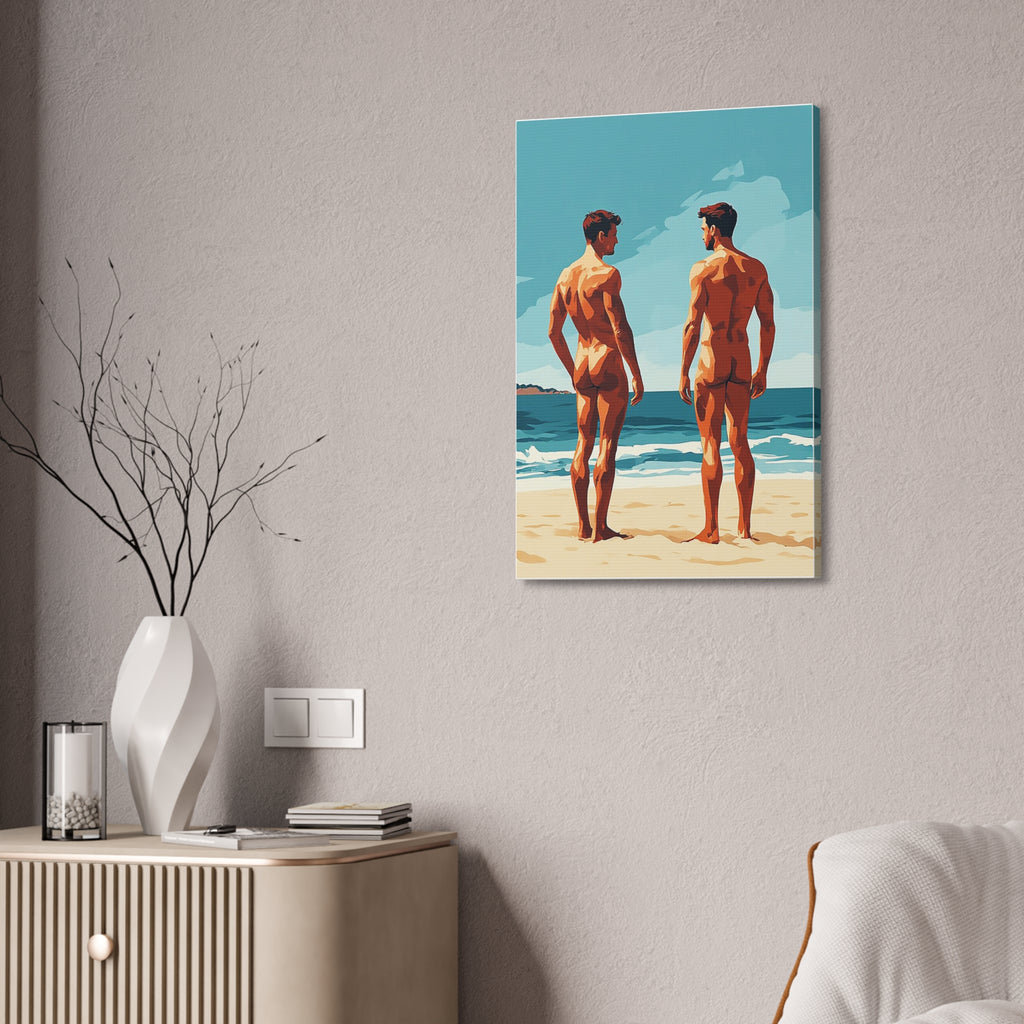Canvas Print – 'Beach Gaze' Two Men Summer Art (Stretched Canvas 1.5")
