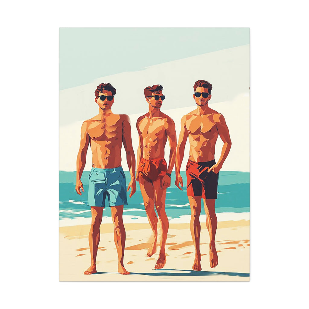 Boys at Beach Canvas Print – Vintage Summer Surf Art