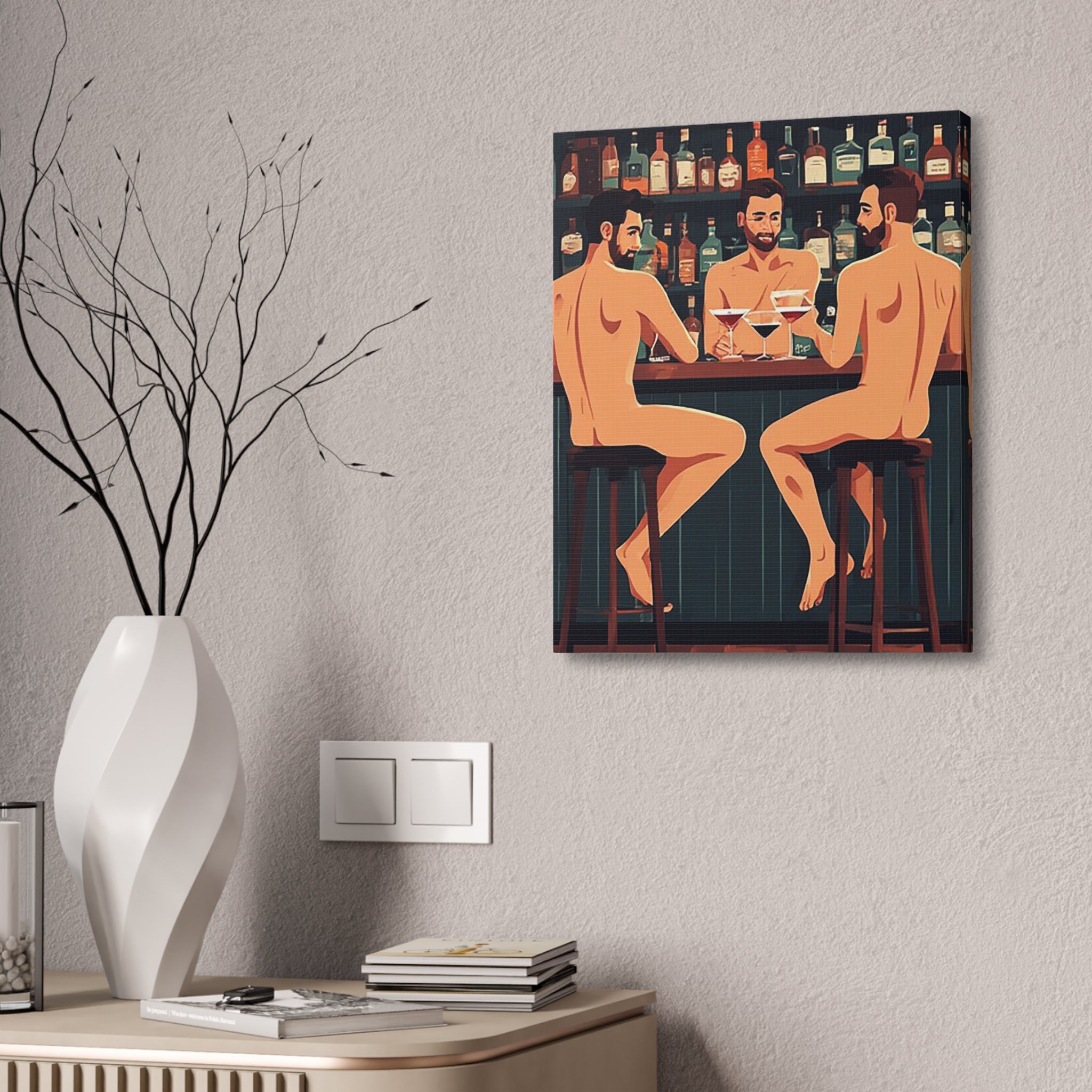 Tropical Poolside Canvas Print — Vintage Summer Resort Wall Art