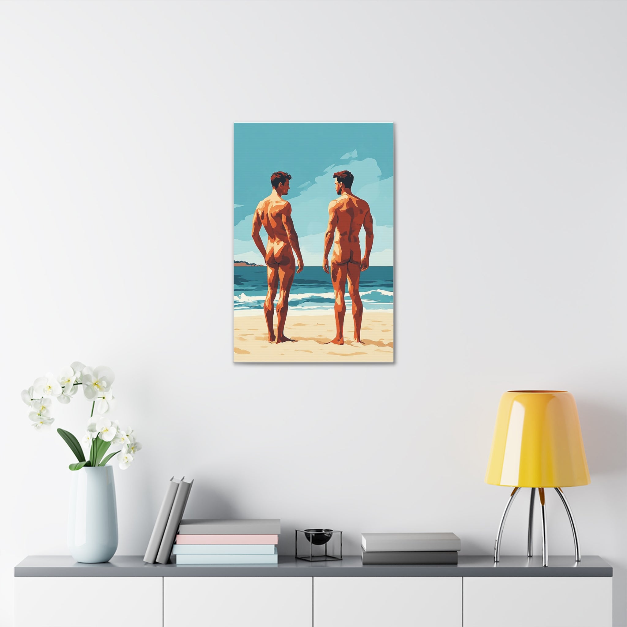 Canvas Print – 'Beach Gaze' Two Men Summer Art (Stretched Canvas 1.5")