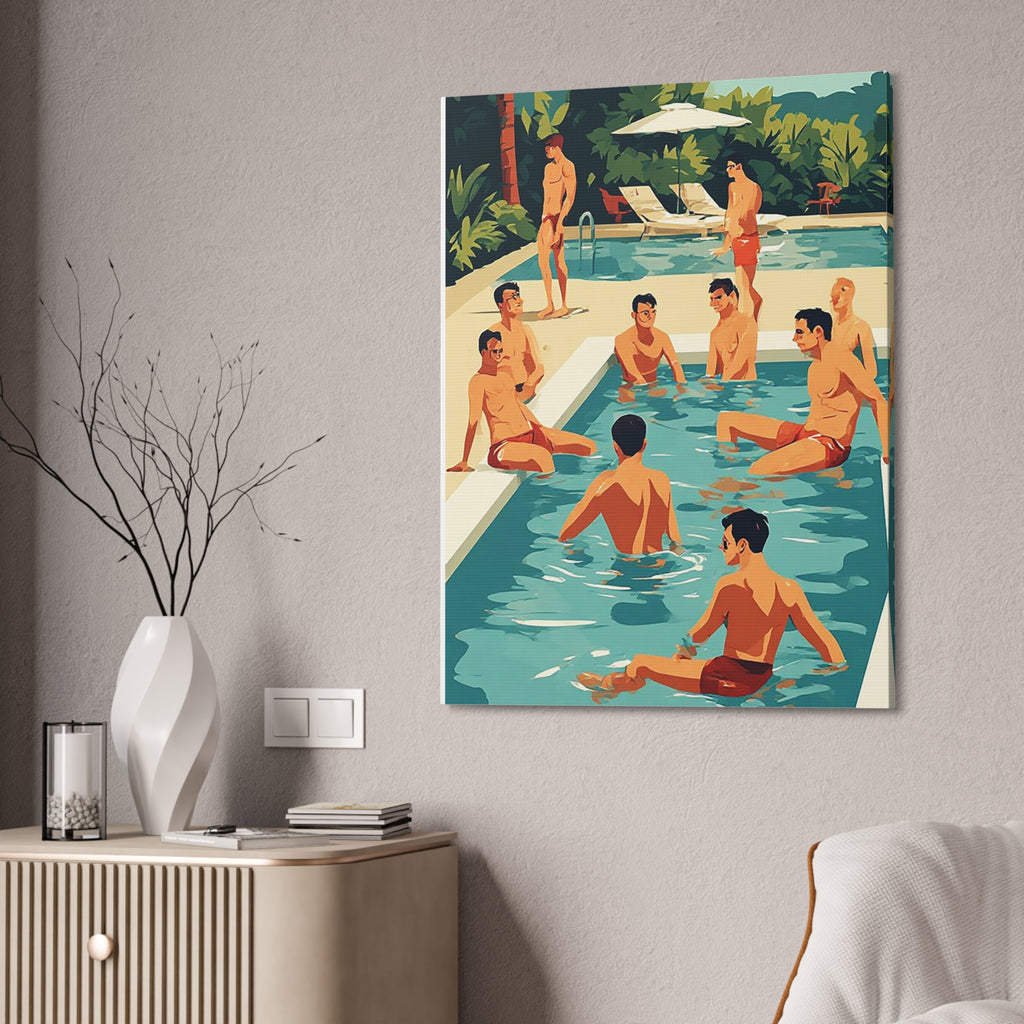 Canvas Print - Retro Men’s Pool Party Artwork (Stretched 1.5")