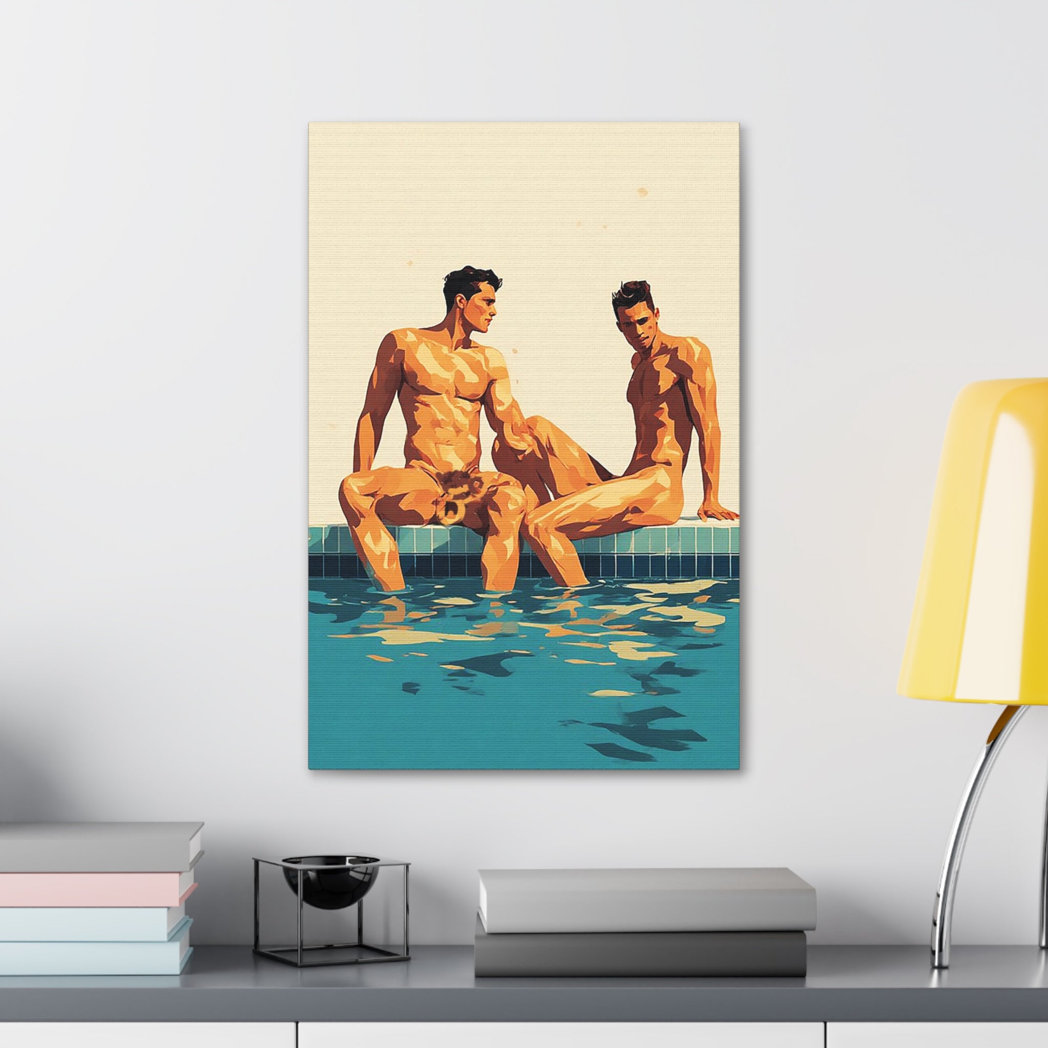 Poolside Male Figure Art Canvas — Stretched 1.5"