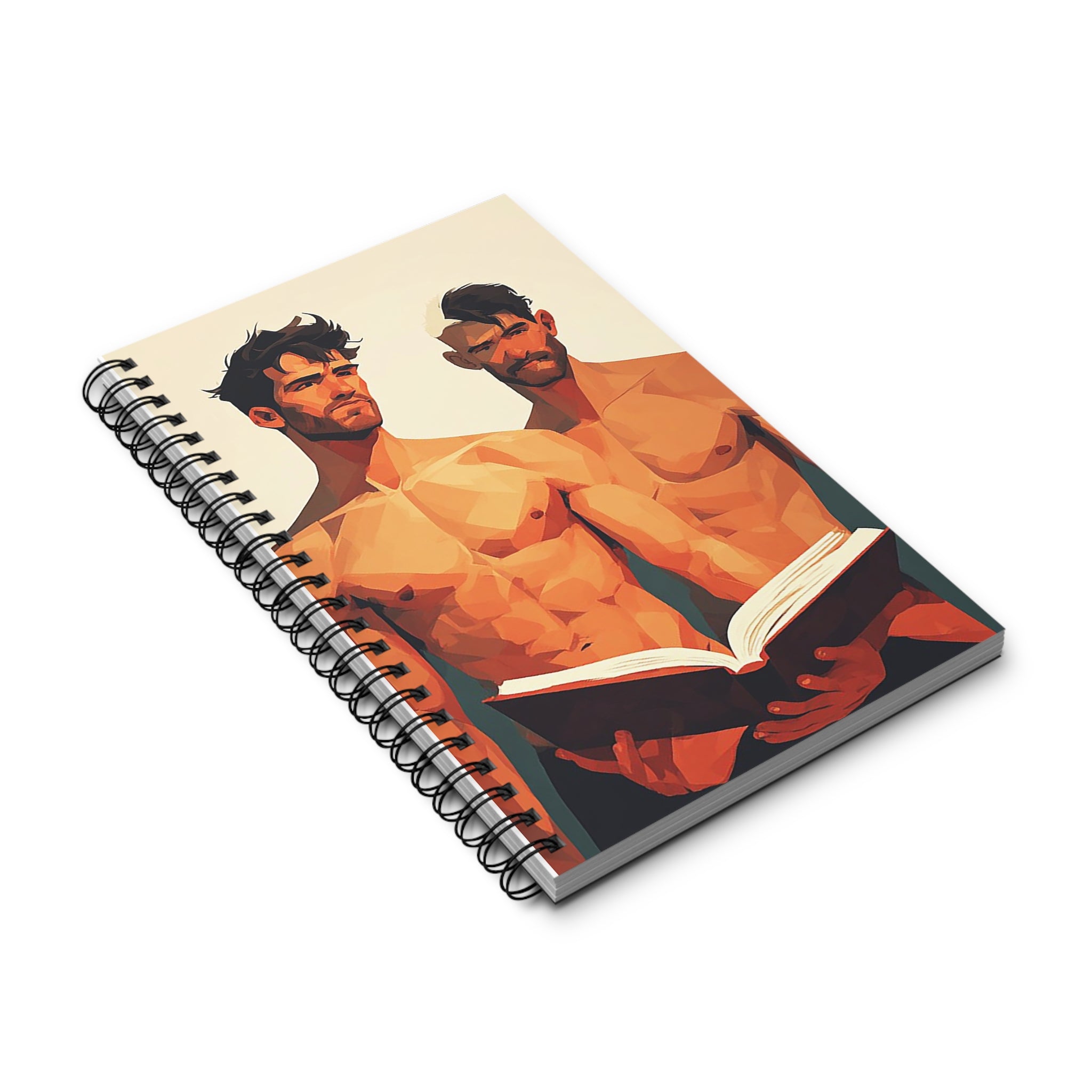 Spiral Journal — Artistic Bare-Chested Men Illustration Notebook
