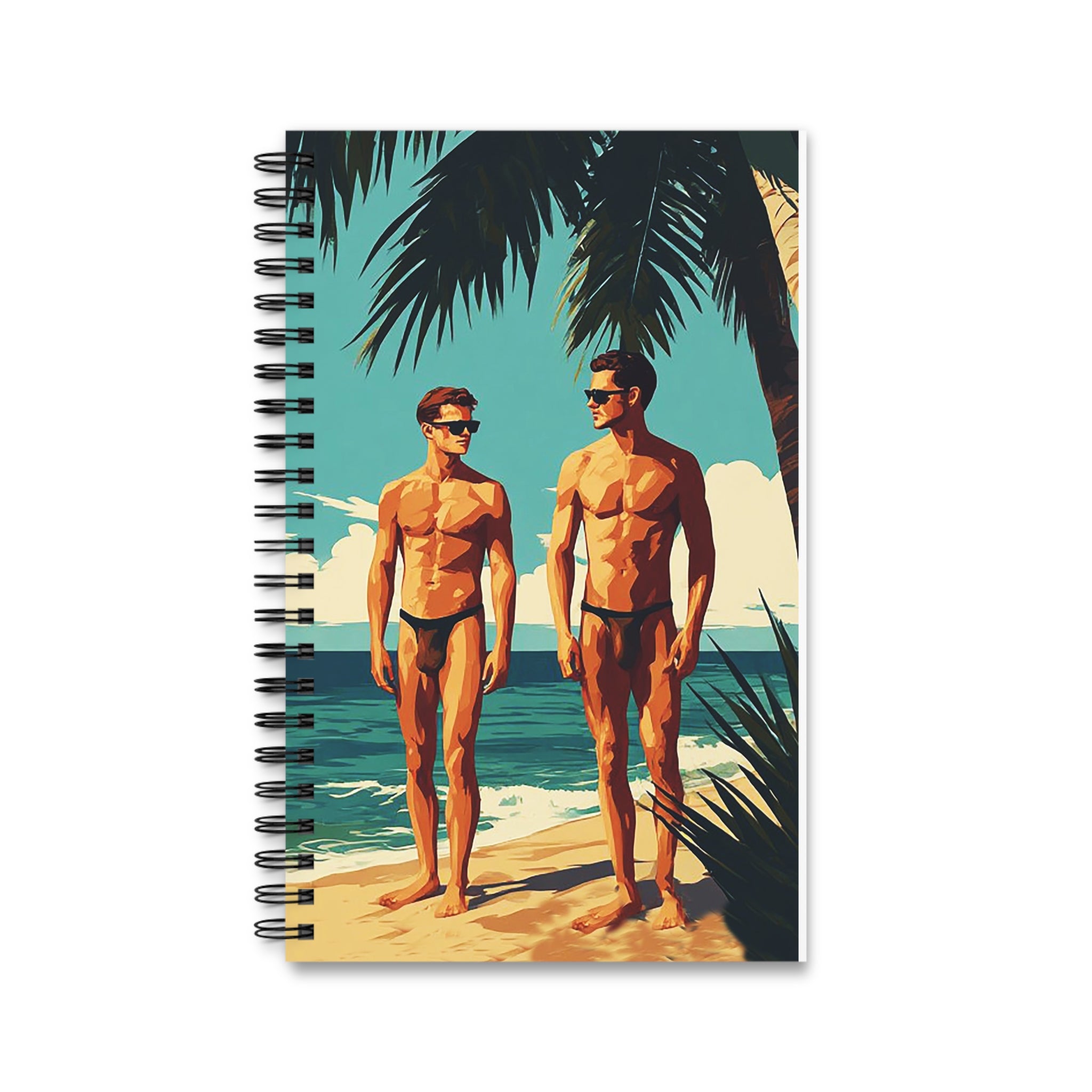 Vintage Beach Guys Spiral Journal — Retro Summer Notebook for Men