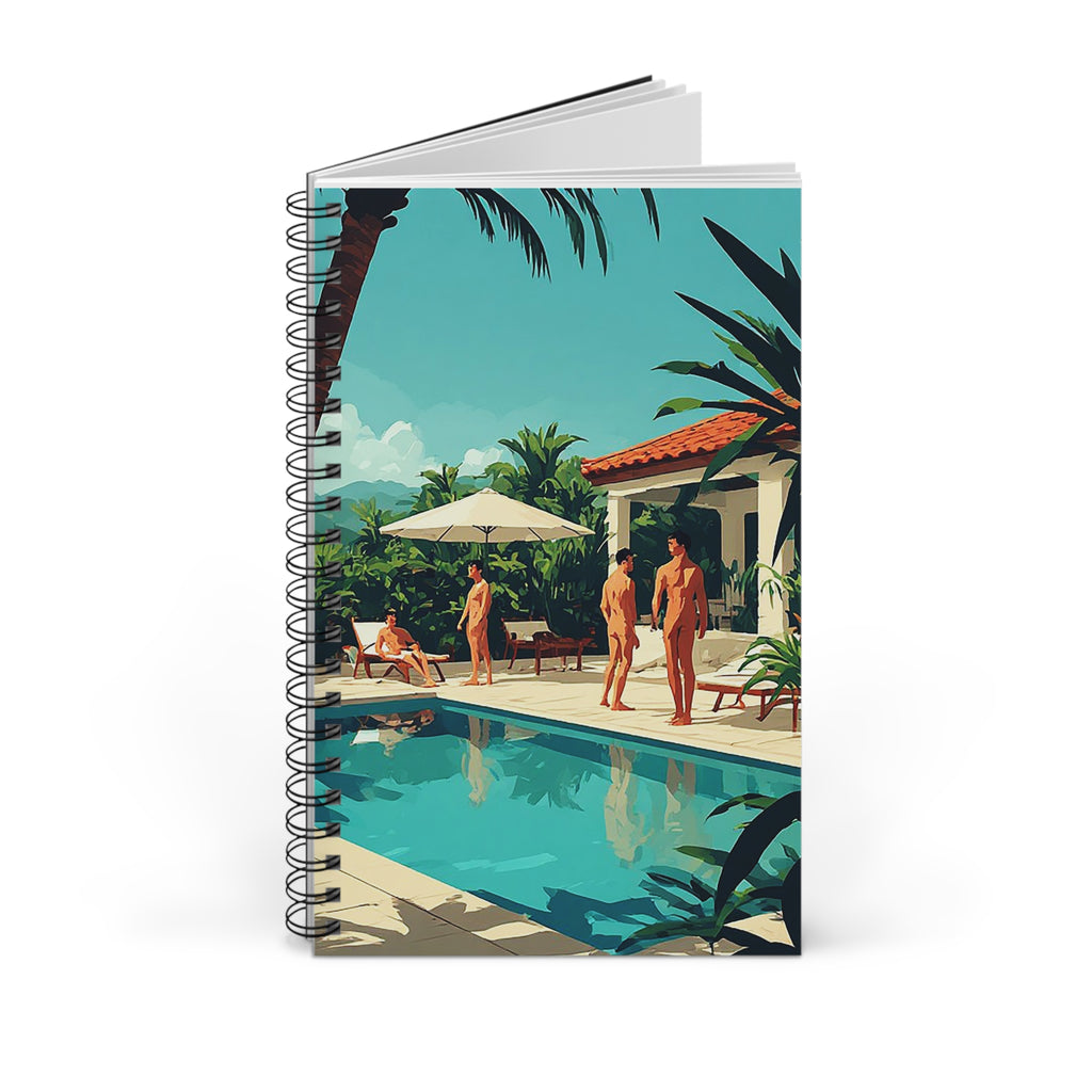 Retro Poolside Spiral Journal — Tropical Vacation Notebook
